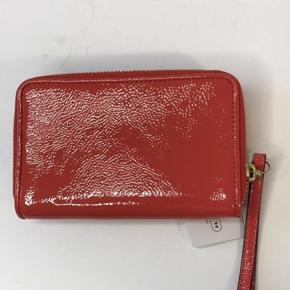 COACH Orange Zip Around Patent Leather Wristlet Wallet - Picture 8 of 8